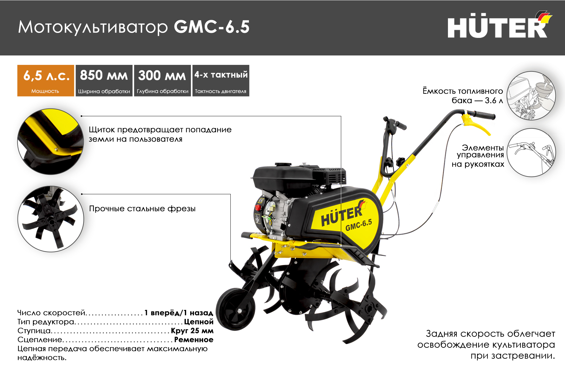 Мотокультиватор Huter GMC-6,5 70/5/6